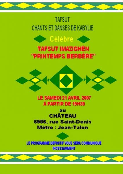 TAFSUT, Chants et danses de Kabylie célèbre le Printemps Berbère