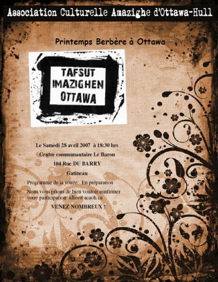 Le 28 Avril 2007 Célébration du Printemps Amazigh à Ottawa
