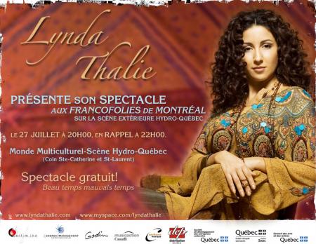 Linda Thalie présente son spectacle aux FRANCOFOLIES de MONTRAL sur la scéne extérieure HYDRO-QUBEC(spectacle gratuit)