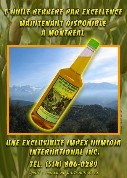 L'huile berbère par exellence maintenant disponible à Montréal.